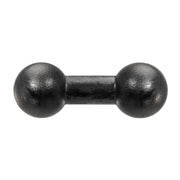 A 17mm Ball to 17mm Ball Adapter viewed from above against a white background, its shape resembling a black cast iron dumbbell with round ends.