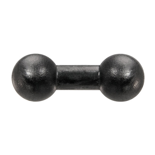 A 17mm Ball to 17mm Ball Adapter viewed from above against a white background, its shape resembling a black cast iron dumbbell with round ends.