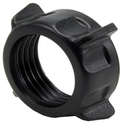 The 17mm Swivel Tightening Ring is a black, round, threaded hard plastic accessory with four raised gripping tabs, used to secure or fasten mechanical parts such as a ball mount pedestal in smartphone holders.