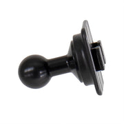 The 20mm Aluminum Ball to Dual T-Tab Adapter is shown against a white background, featuring a round aluminum ball on one end and a grooved rectangular plate compatible with Dual-T-Tab slot holders on the other.