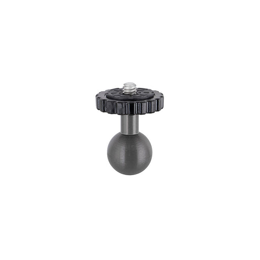 The 20mm Metal Ball to 1/4-20 Camera Bolt Adapter features a metal/plastic knob with threaded screw, round base, and textured grip—ideal for attaching accessories to ARKON Mounts or as a camera/tripod adapter.