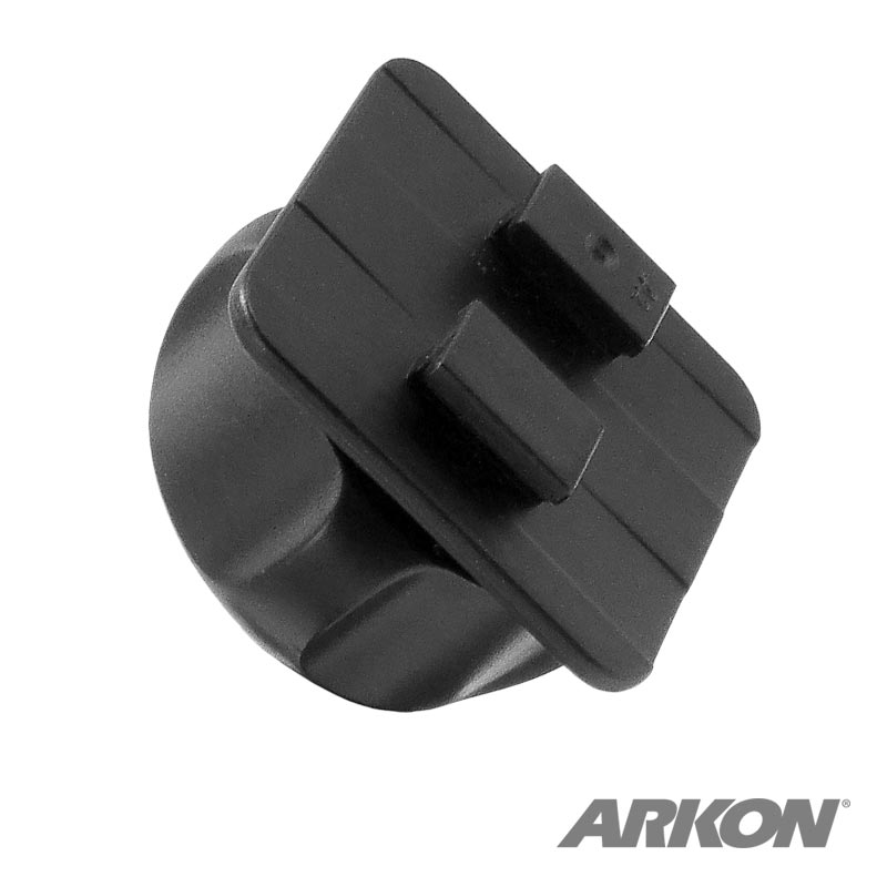 The ARKON 22mm Ball to Dual T-Tab Adapter, a black plastic adapter for Dual T-Slot smartphone and tablet holders, is shown on a white background with the ARKON logo in the bottom right corner.