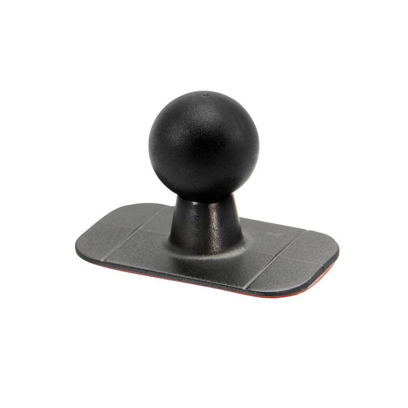 The 22mm VHB Adhesive Mount is a black plastic car dashboard mount with a rounded ball top and flat rectangular base, using strong 3M VHB adhesive for secure phone or GPS holder attachment in vehicles.
