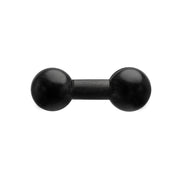 A compact, black 25mm (1 inch) Ball to 25mm (1 inch) Ball Adapter shown from above, with round ends on each side—resembling a small dumbbell against a white background, ideal for Arkon mount custom setups.