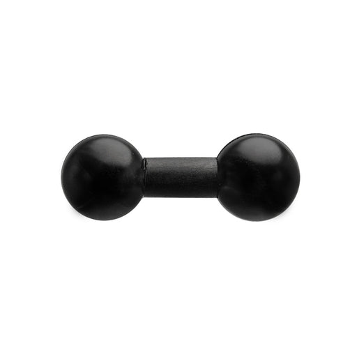 A compact, black 25mm (1 inch) Ball to 25mm (1 inch) Ball Adapter shown from above, with round ends on each side—resembling a small dumbbell against a white background, ideal for Arkon mount custom setups.