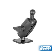 The 4-Hole AMPS Mounting Plate with 17mm Ball and Shaft Arm is a black adjustable arm on a square base, designed for device attachment. Part of the Robust Mount Series. Arkon Mounts logo shown bottom right.