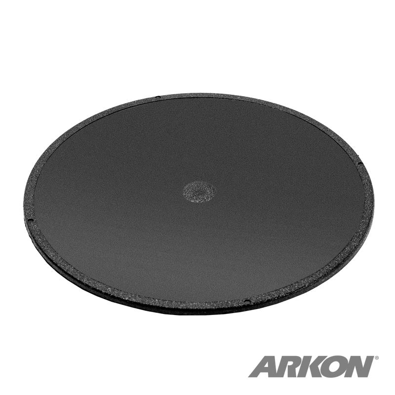 The 80mm Adhesive Dash Mounting Disk for 70mm Suction Mounts is a round, black mounting disk with the Arkon logo, shown on a white background—ideal for dashboards or as a sturdy base for your suction mount.
