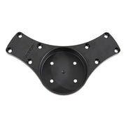 The Double Suction Splitter Bar Plate is a black, wing-shaped universal mounting plate with a central 4-hole AMPS pattern and two arms with three holes each, designed for secure attachment to surfaces or devices.
