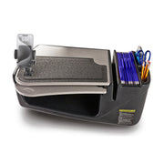 The AutoExec GripMaster Car Desk with Mega Grip™ Drill-Base Mount is a portable mobile office workstation featuring a Mega Grip phone mount, storage compartments for folders, pens, and pencils, and a flat writing surface.