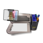 The AutoExec GripMaster Car Desk with Slim-Grip® Ultra Pro Multi-Angle Mount by Arkon Mounts is the ultimate mobile workstation for professionals on the go, featuring a clipboard surface, document holder, and compartmentalized storage for folders and pens. Now equipped with a built-in Slim-Grip® Ultra Pro multi-angle tablet mount, this car desk keeps your devices secure and accessible while you work from anywhere.