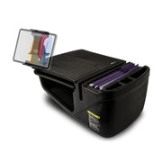 Transform your vehicle into a convenient mobile workstation with the Arkon Mounts AutoExec GripMaster Car Desk featuring a Slim-Grip® Ultra Pro Drill-Base Mount. Designed with multiple compartments, this black car organizer neatly holds several folders and documents, while its open top lid reveals colorful file tabs for easy access. Additional storage slots line the side—perfect for pairing with a tablet using the included mount—making it an ideal organizational solution for busy professionals on the go.