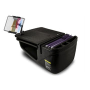 The AutoExec GripMaster Car Desk with Slim-Grip® Ultra Pro Multi-Angle Mount by Arkon Mounts is a versatile black car organizer with compartments for files, pens, and documents. Featuring a top clipboard to securely hold papers, this mobile office solution fits perfectly on your car seat and transforms your vehicle into a functional workspace.