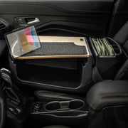 Transform your passenger seat into a mobile workspace with the Arkon Mounts GripMaster Efficiency Car Desk, featuring a built-in Slim-Grip® Ultra Pro Drill-Base Mount tablet holder on top and an organizer with folders beside it.