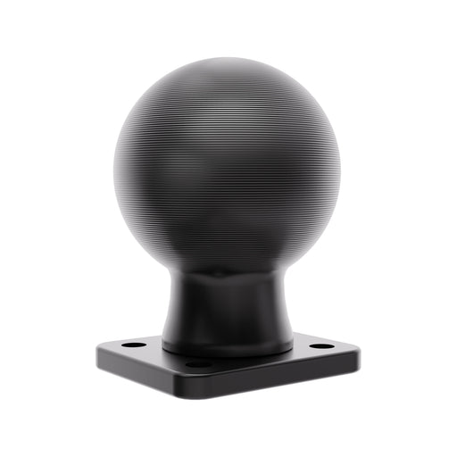 The Arkon Mounts XMS™ Heavy-Duty 2.25” / 57mm Metal Ball to AMPS Mounting Plate features a black, textured spherical knob attached to a square AMPS-compatible plate with four screw holes, providing a robust mounting solution. The product is shown on a white background.