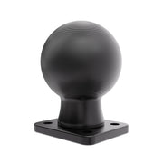 The Arkon Mounts XMS™ Heavy-Duty 2.25” / 57mm Metal Ball to AMPS Mounting Plate is a black, textured spherical mounting solution featuring a 2.25” (57mm) ball and a square base with four screw holes, ideal for heavy-duty installations and shown isolated on a white background.