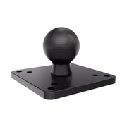 The XMS™ Heavy-Duty 2.25” / 57mm Metal Ball to VESA Mounting Plate is a black metal base plate featuring a round 2.25″ ball-to-VESA mounting plate at the center and four corner screw holes, designed for securely mounting devices or components.