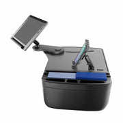 The AutoExec Reach Front Seat Car Desk with Slim-Grip® Ultra Pro Drill-Base Mount by Arkon Mounts is shown on a white background, featuring an integrated tablet holder and organizing surface—perfect for creating a mobile, organized workspace for gaming or entertainment.