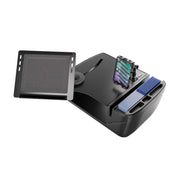 An AutoExec Reach Front Seat Car Desk by Arkon Mounts, featuring a Slim-Grip® Ultra Pro Multi-Angle Mount and neatly organized compartments, all set against a white background.