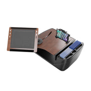 Transform your vehicle into a mobile workstation with the AutoExec Reach Front Seat Car Desk with LockVise™ Locking Tablet Multi-Angle Mount. Featuring a wood-look surface, detachable writing pad, slots for pens and folders, and a compartment for blue index cards, this car desk offers organized efficiency on the go. The included LockVise™ multi-angle mount provides secure and convenient tablet use while you work from your vehicle.