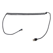 Black coiled 90° USB-C to USB-A cable by Arkon Mounts with a right-angle connector on one end and a standard USB-A connector on the other.