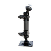 The Arkon Mounts T-Bolt 20mm Ball Drill Base Mount is an adjustable black metal mounting bracket featuring two locking knobs, a square base, and a screw mount on top, designed as a reliable pedestal for securely attaching devices such as cameras, sensors, or vehicle monitors.