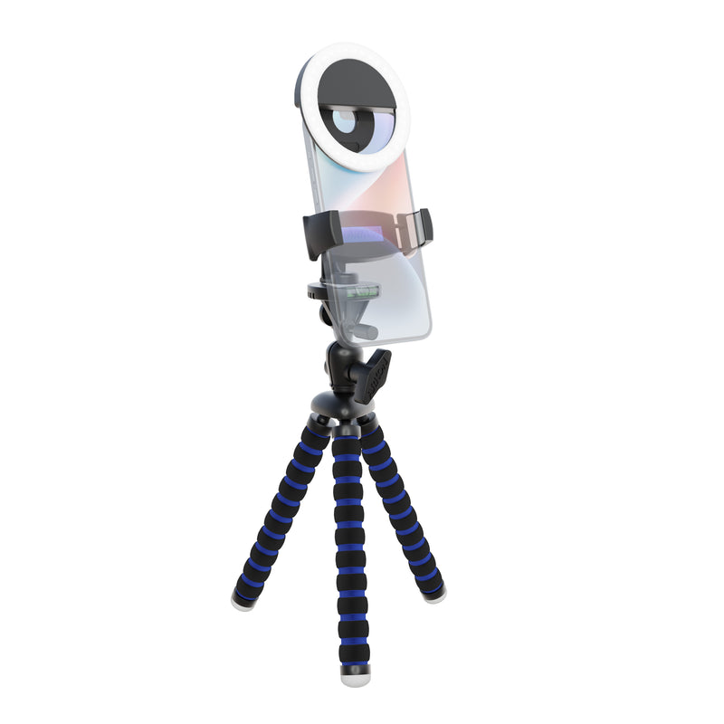 The Phone Tripod Mount and LED Ring Light Bundle offers flexible mounting and enhanced lighting for your smartphone, making it ideal for seamless content creation, photography, or video recording with an attached lens.