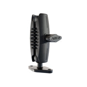3.75″ Shaft Arm Pedestal with Diamond Drill-Down Base featuring a black adjustable mounting bracket, toothed central hinge, flat diamond-shaped drill-down base, and a screw knob labeled ARICM for securing the angle. Designed as a device mounting pedestal for attaching equipment or devices to a surface.