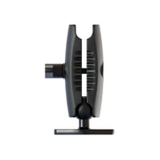 A 3.75″ shaft arm pedestal with a diamond drill-down base, featuring a black adjustable clamp mount with a textured grip, side knob, and shown isolated on a white background.