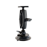 The Robust 3.75″ Shaft with Diamond AMPS Adapter and Suction Base is a black adjustable device mount featuring an adjustable shaft, ridged arm, suction cup base, and tightening knobs. It securely holds electronics or accessories onto flat surfaces and includes a diamond AMPS adapter for versatile compatibility.