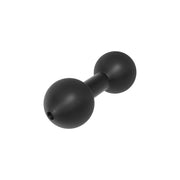 A black, textured aluminum ball adapter from Arkon Mounts’ XMS Series is shown on a white background, featuring a dumbbell shape with round 25mm (1-inch) ball connectors at each end and a smooth central handle.