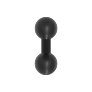 A 3D rendering of the Arkon Mounts XMS Series - 1″ to 1″ Aluminum Ball Adapter, featuring two black spheres connected by a short, thick cylinder—resembling a dumbbell with 25mm (1 inch) ball connectors—set against a white background.