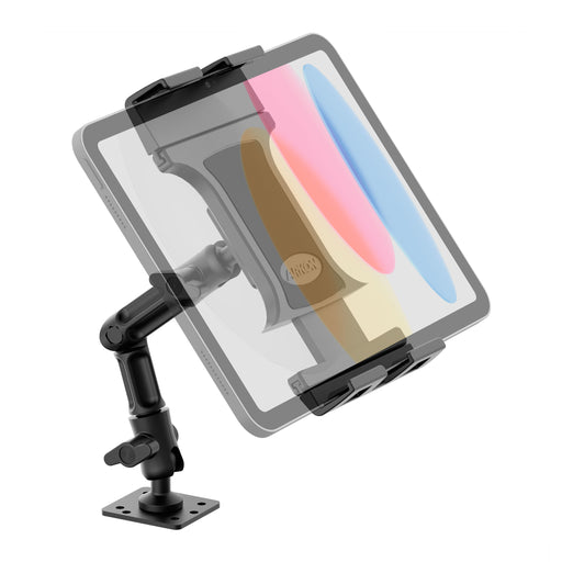 Slim-Grip® Ultra Pro Tablet Mount with 8″ Adjustable Arm & AMPS Drill Base featuring an articulating arm and a four-hole drill base.
