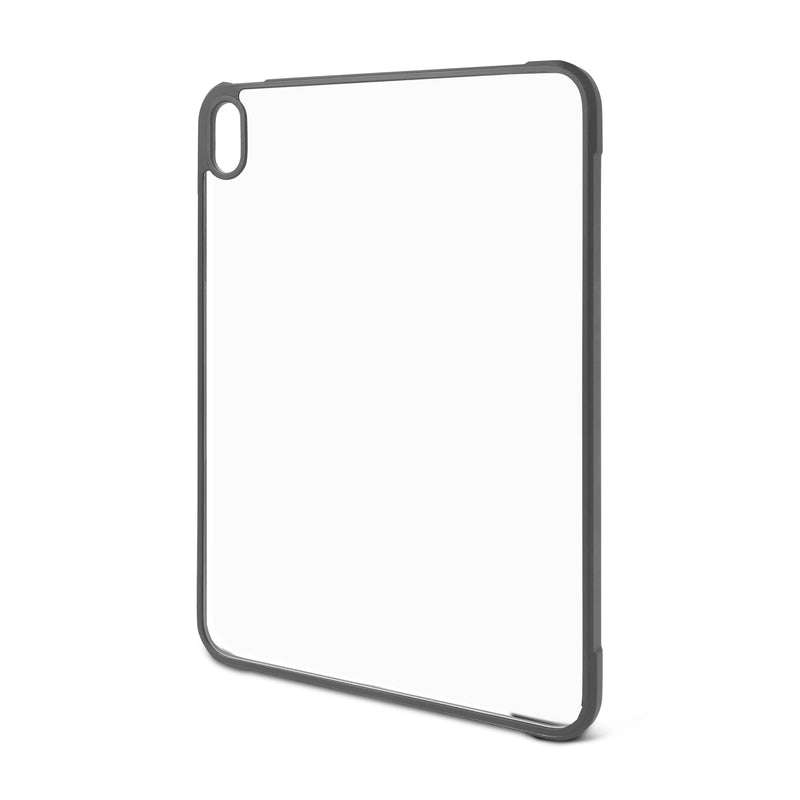 The Arkon Mounts iPad 10th Gen Standard Case is a clear, slim cover with black edges that stands upright and features a camera opening in the top left corner.