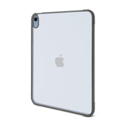 An Arkon Mounts iPad 10th Gen Standard Case, featuring a clear hard-shell design with black edges, is shown on an iPad 10th Gen with the Apple logo and rear camera visible in the top left corner.