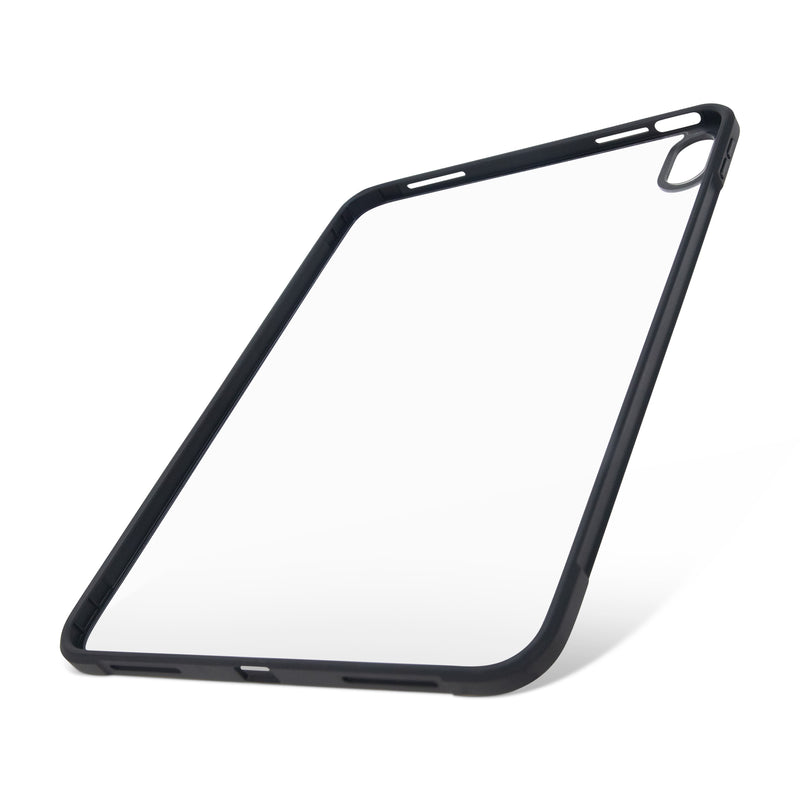 The Arkon Mounts iPad 10th Gen Standard Case is a transparent, slim case with black edges, shown at an angle to display the camera cutout and button openings—ideal for light-duty protection of your iPad 10th Gen.