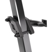 A close-up of the Arkon Mounts XMS™ Heavy Duty Forklift Mount with AMPS Adapter Plate in black metal, featuring bolts securing a vertical bar in place against a white background for added mounting versatility.