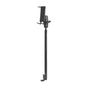The Slim-Grip® Ultra Phone Holder with Seat Rail Mount and 18-Inch Bendable Gooseneck is a black adjustable microphone stand alternative featuring a built-in phone holder for smartphones or small devices, a flexible 18-inch gooseneck design, and a secure seat rail clamp base—making it a practical solution that also serves as a versatile commercial vehicle phone mount.