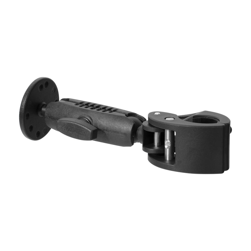 The RoadVise® Clamp Mount with Metal Circular Mount Plate features a versatile clamp and round base, making it ideal for securing devices to poles or flat surfaces.
