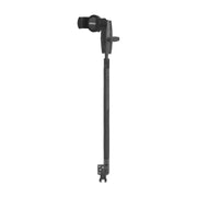 The RoadVise XL Phone Holder features a heavy-duty car seat rail mount and a textured 3.75” shaft arm, offering sturdy device security similar to an adjustable bicycle kickstand, with a robust bracket for reliable mounting.