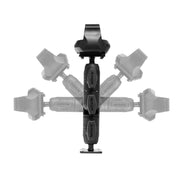 The RoadVise® Ultra Holder with OCTO™ Drill-Base Mount is displayed in various swivel positions on a white background, highlighting its adjustable design and flexible range of motion.