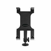 A black Arkon Portable Mobile Printer Car & Truck Mount with drill base for Zebra, Epson, and Brother printers is shown on a white background. It features an adjustable wide grip, rotating base, and visible brand name on front.
