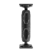A black, cylindrical AMPS Mounting Pattern with Double Socket Shaft Arm and Drill-Base, featuring textured grips, ARKON logos on each section, flat mounting plates at both ends, and a 4-hole AMPS compatible design for secure installation.