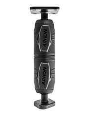 Black and gray Double Socket Swivel Arm with Metal AMPS & Diamond Mount Plates, featuring two articulation joints and the Arkon logo, designed for secure mounting of devices in vehicles or on surfaces.