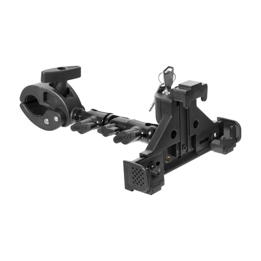 The LockVise™ Universal Locking Phone Holder features an adjustable multi-angle arm, clamp mount, key lock mechanism, and slots—ideal for securely mounting your device anywhere you need.