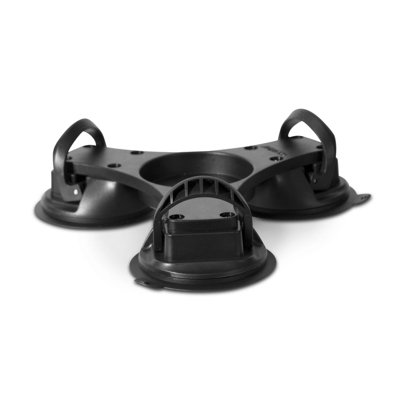 The Triple Splitter Bar Plate with Suction Mounts and AMPS Base, shown against a white background, features three suction mounts and handles for securely lifting and carrying smooth, flat surfaces like glass or tiles.