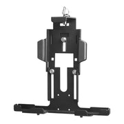The LockVise™ Metal XL Locking Tablet Holder is a black adjustable metal wall mount bracket featuring slots, screw holes, and side grips, designed to securely hold tablets or other electronic devices for safe mounting.