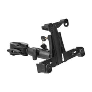 LockVise™ Locking Tablet Clamp Mount with 3.75” Arm, featuring an adjustable black clamp and heavy-duty construction for secure attachment to desks or poles, displayed against a white background.