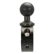The Aluminum Motorcycle Handlebar Mount - 25mm (1 inch) Compatible is black with a 25mm ball head and a visible front screw, displayed against a white background.