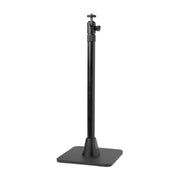 The Desk Stand with 29 Height Adjustable Arm for MEVO, Cameras features a black design with a square base, cylindrical pole, twist knob for easy height adjustment, and a screw mount compatible with MEVO or other camera accessories.