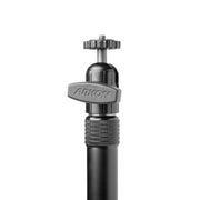 The Desk Stand with 29 Height Adjustable Arm for MEVO and cameras is a black adjustable tripod mount featuring a screw top and “ARKON” locking knob, perfect as a live streaming mount, shown against a white background.
